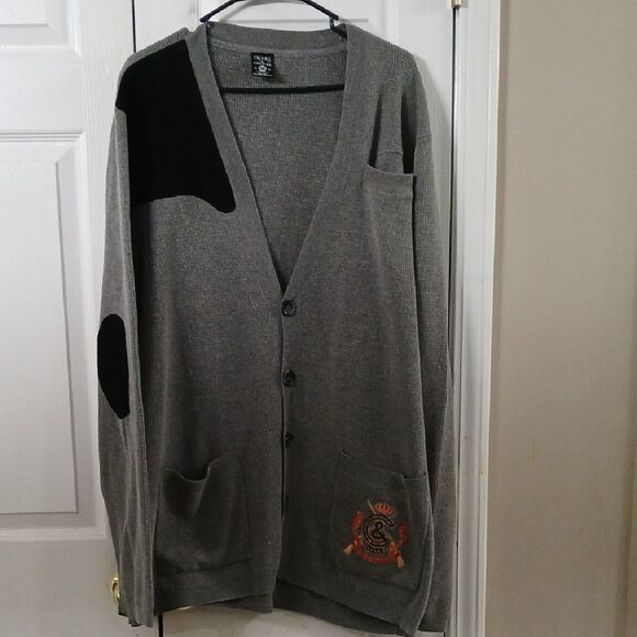 Crooks & Castles  gray black cardigan sweater classy casual  Sz 3XL EUC - Picture 1 of 9